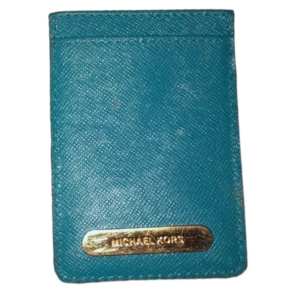 Micheal Kors  aqua blue wristlet ID card case like new